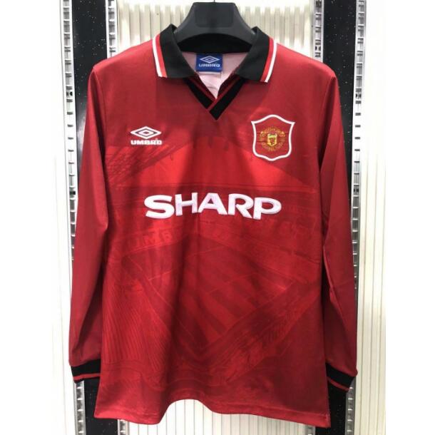 1994-96 Manchester United Retro Long Sleeve Home Kit Soccer Jersey